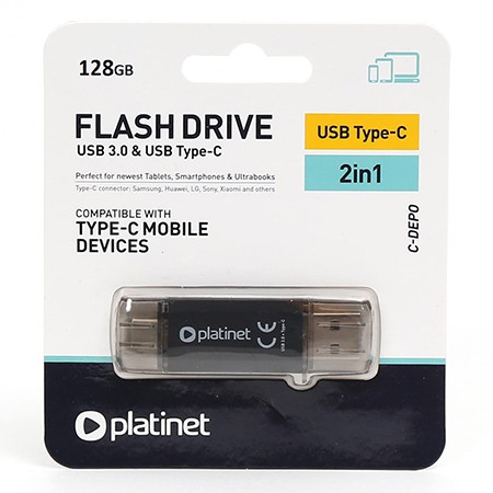 FLASH DRIVE USB 3.0 SI TYPE C 128GB C-DEPO PLATINET | wauu.ro
