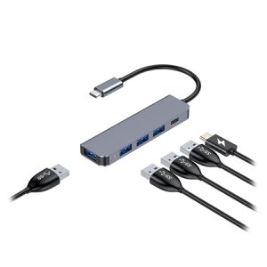 HUB 5 IN 1 USB-C PD 100W ALUMINIU PLATINET | wauu.ro