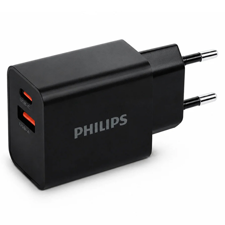 PH-DLP4325AB ALIMENTATOR RETEA USB-A + USB C PD 20W PHILIPS | wauu.ro