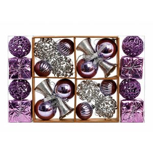 SET ORNAMENTE DE CRACIUN / VIOLET – 24P | wauu.ro