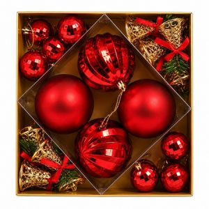 SET ORNAMENTE DE CRACIUN / ROSU – 32P. | wauu.ro