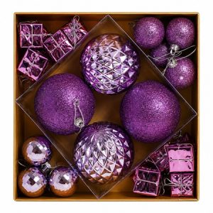 SET ORNAMENTE PLASTIC DE CRACIUN / VIOLET – 3 | wauu.ro