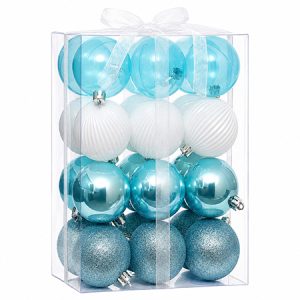 ORNAMENTE PLASTIC DE CRACIUN ALBASTRU-ALB 24 | wauu.ro