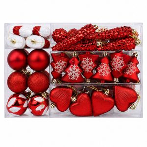 ORNAMENTE DIVERSIFICATE DE CRACIUN ROSU 72P | wauu.ro