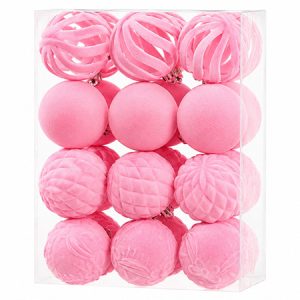 ORNAMENTE CATIFELATE DE CRACIUN / CREM – 24P | wauu.ro